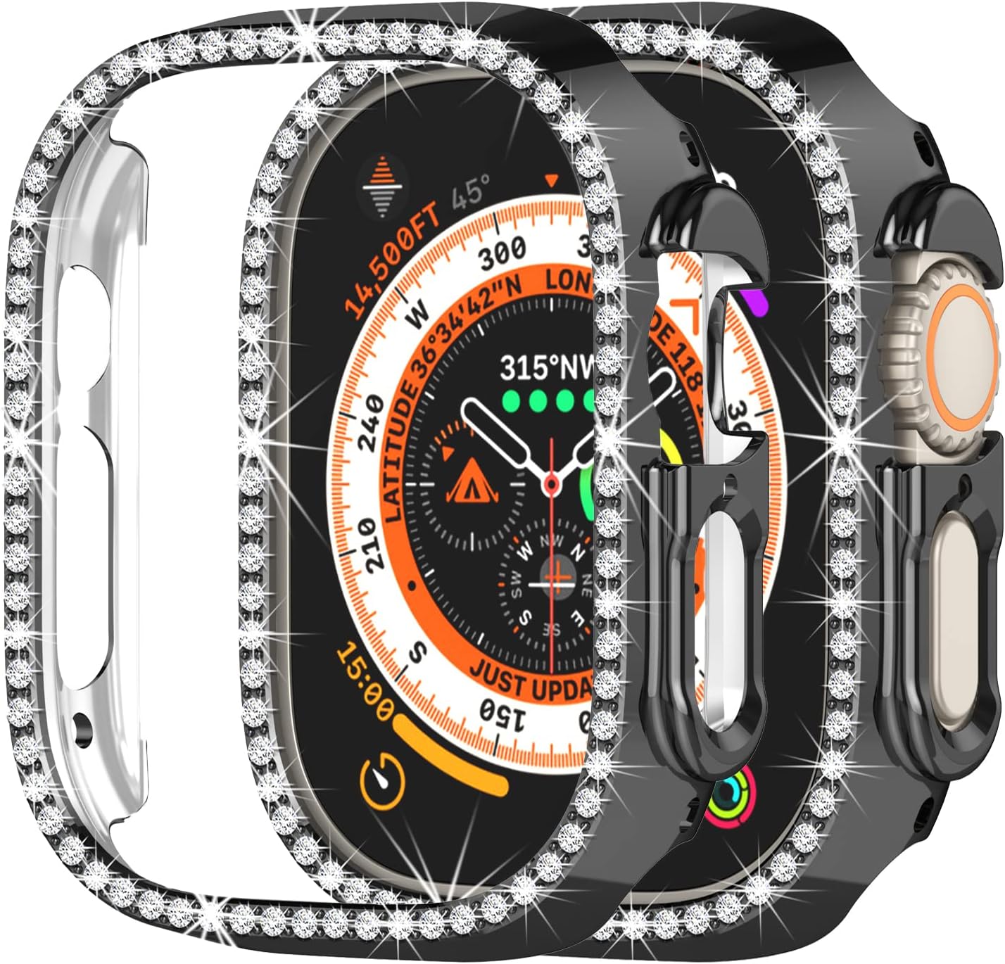 81l3-jRuG4L._AC_SL1500_ جراب حماية ألماسي لامع للنساء و سكرينه لساعه الترا مقاس 49mm - Image 1