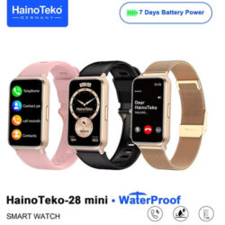 ساعة HainoTeko 28 Mini سمارت – شاشة AMOLED ومكالمات بلوتوث + 3 أساور - Image 3