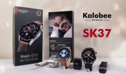 ساعه دائرية GT3- SK 37 شاشة AMOLED كاملة مع 3 حزام وشحن لاسلكي - Image 2